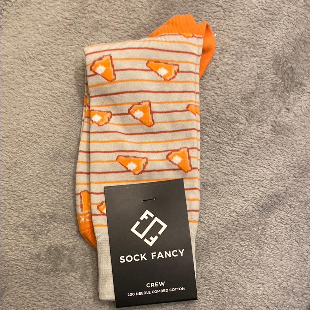Orange and White Casual Crew Socks